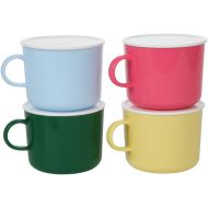 [아마존베스트]Home-X Microwave Soup Mug Set of 4 Colors with Lids (Pink, Yellow, Blue and Green)