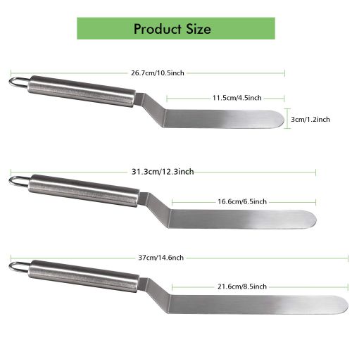  Homeasy homeasy Kuchenmesser & Tortenmesser 3-Teiliges Edelstahl Winkelpalette Set in 4.5/6.5/8.5 inch rostfreie Glasurmesser Profi Kuechenmesser