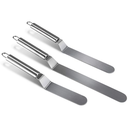  Homeasy homeasy Kuchenmesser & Tortenmesser 3-Teiliges Edelstahl Winkelpalette Set in 4.5/6.5/8.5 inch rostfreie Glasurmesser Profi Kuechenmesser