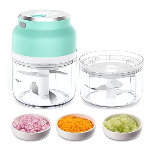  HOMEASY Mini Chopper, Electric Garlic Chopper, Small Garlic Chopper with USB Charging, Portable Onion Cutter in 230 ml & 300 ml for Vegetables, Garlic, Ginger & Onions