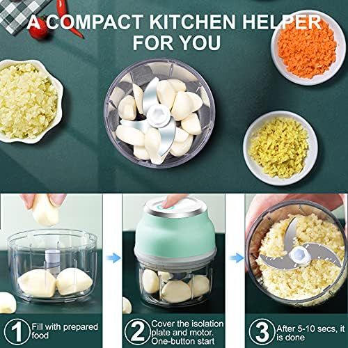  HOMEASY Mini Chopper, Electric Garlic Chopper, Small Garlic Chopper with USB Charging, Portable Onion Cutter in 230 ml & 300 ml for Vegetables, Garlic, Ginger & Onions