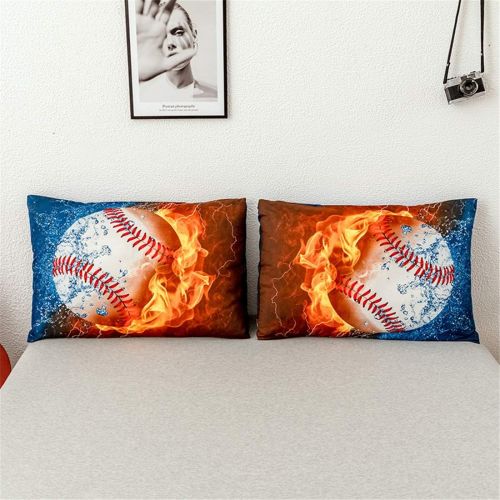  [아마존베스트]Homebed 3D Sports Baseball Bedding Set for Teen Boys,Duvet Cover Sets with Pillowcases,Twin Size,2PCS,1 Duvet Cover+1 Pillow sham