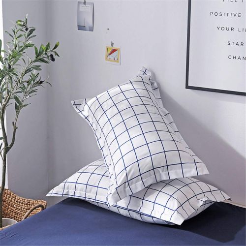 Homebed Lattice Duvet Cover Set Twin Blue Plaid Teen Boys Bedding Sets,3 Pieces Fine Grid Pattern,1 Duvet Cover + 2 Pillow Shams