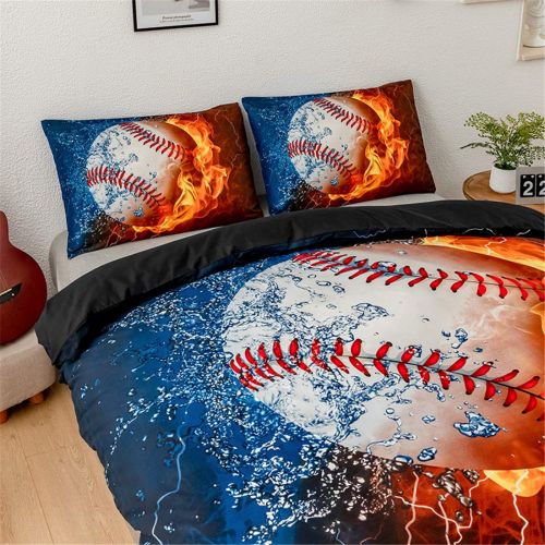  Homebed 3D Sports Baseball Bedding Set for Teen Boys,Duvet Cover Sets with Pillowcases,Queen Size,3PCS,1 Duvet Cover+2 Pillow Shams