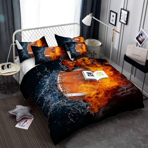  Homebed Teen Tennis Bedding Set 3 Piece Boys Sports Themed Duvet Cover Crack Ball Breaking Pattern Green White and Black Bedspread (Queen)