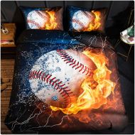 Homebed 3D Sports Fire Basketball Bedding Set for Teen Boys,Duvet Cover Sets with Pillowcases,Twin XL Size,3PCS,1 Duvet Cover+2 Pillow Shams