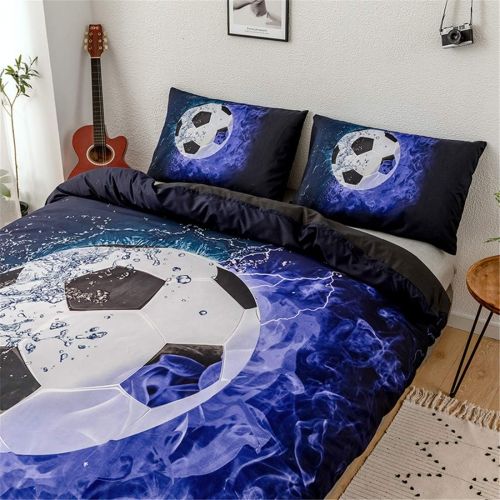  Homebed 3D Sports Football Bedding Set for Teen Boys,Duvet Cover Sets with Pillowcases,Queen Size,3PCS,1 Duvet Cover+2 Pillow Shams