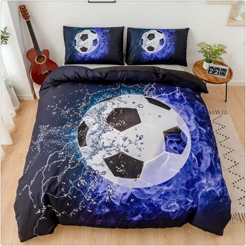  Homebed 3D Sports Football Bedding Set for Teen Boys,Duvet Cover Sets with Pillowcases,Queen Size,3PCS,1 Duvet Cover+2 Pillow Shams