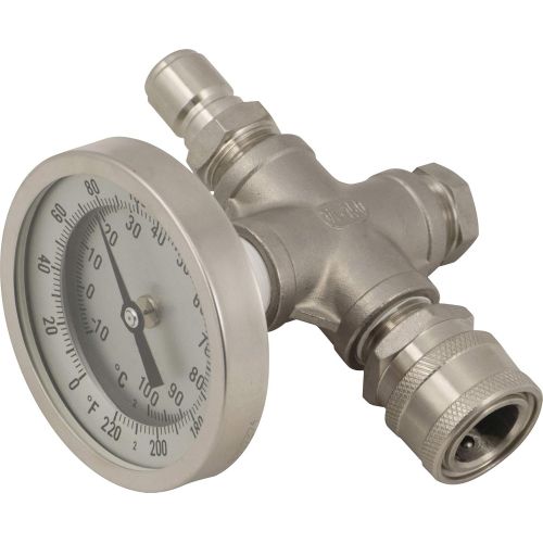  Homebrewers Outpost Inline Thermometer with Stainless Quick Disconnects