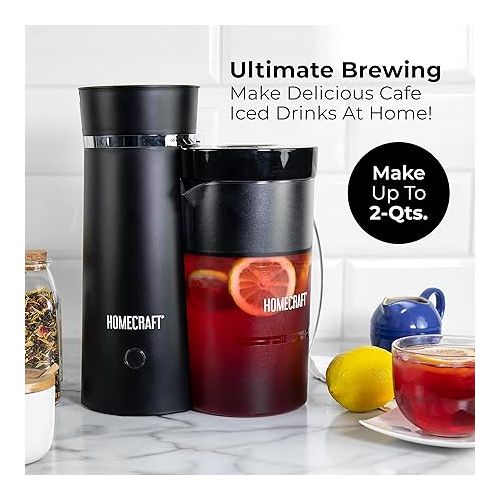  Homecraft Electric Iced Tea Maker for Sweet Tea and Cold Brew Coffee, Double Insulated Pitcher, Black, Small