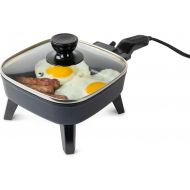 [아마존베스트]HomeCraft HCSK6BK 6-Inch Electric Non-Stick Skillet, Adjustable Temperature Control, Cool-Touch Handle With Tempered Glass Lid, Perfect For Eggs, Sausage, Bacon, Hashbrowns, Stir F