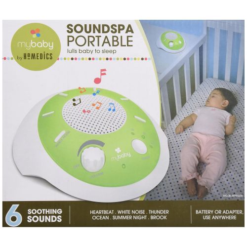  Homedics myBaby SoundSpa Portable Machine, Plays 6 Natural Sounds, Auto-Off Timer, Portable for New Mother or Traveler, Battery or Adapter Operated, MYB-S200