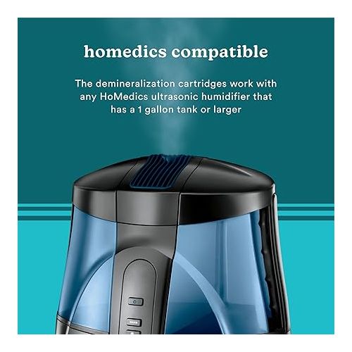  HoMedics Demineralization Cartridge for Ultrasonic Humidifiers - 4-Pack Humidifier Filter Replacements, Filters Mineral Deposits and Purifies Water in Air Humidifiers for Bedroom, Plants, Office Blue