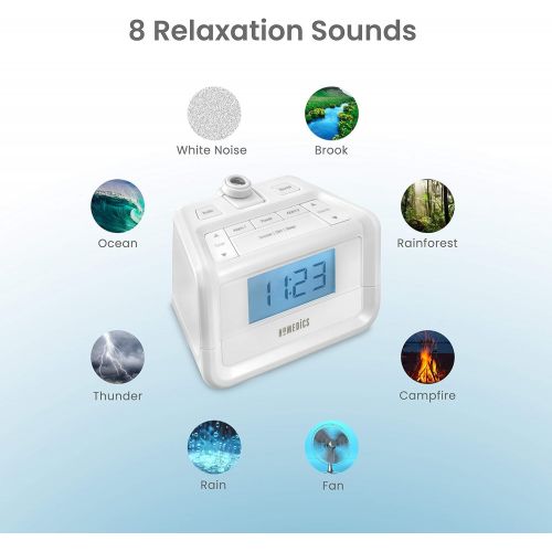  [아마존베스트]HoMedics Dual Alarm Digital FM Clock Radio | Time Projection , 8 Relaxing Nature Sounds , LED Display ,...