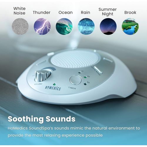  [아마존베스트]HoMedics White Noise Sound Machine | Portable Sleep Therapy for Home , Office , Baby & Travel | 6 Relaxing &...