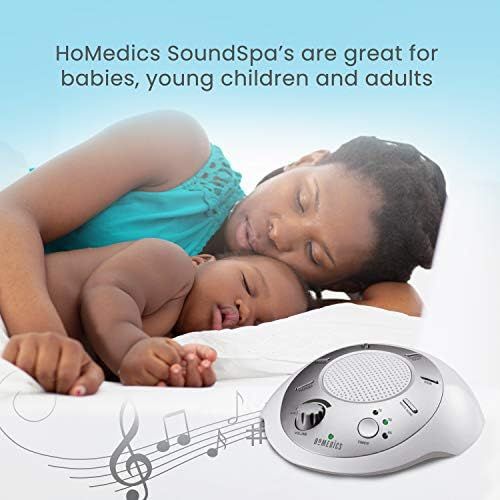  HoMedics White Noise Sound Machine | Portable Sleep Therapy for Home , Office , Baby & Travel | 6 Relaxing & Soothing Nature Sounds , Battery or Adapter Charging Options , Auto-Off Timer |