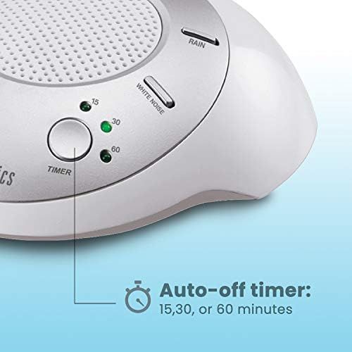  HoMedics White Noise Sound Machine | Portable Sleep Therapy for Home , Office , Baby & Travel | 6 Relaxing & Soothing Nature Sounds , Battery or Adapter Charging Options , Auto-Off Timer |