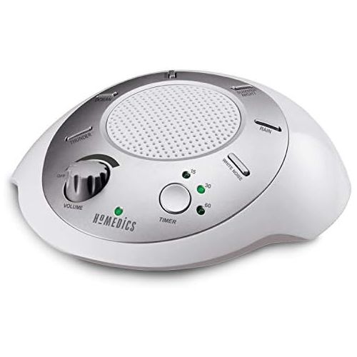  HoMedics White Noise Sound Machine | Portable Sleep Therapy for Home , Office , Baby & Travel | 6 Relaxing & Soothing Nature Sounds , Battery or Adapter Charging Options , Auto-Off Timer |