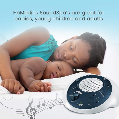  HoMedics White Noise Sound Machine | Portable Sleep Therapy for Home, Office, Baby & Travel | 6 Relaxing & Soothing Nature Sounds, Battery or Adapter Charging Options, Auto-Off Tim