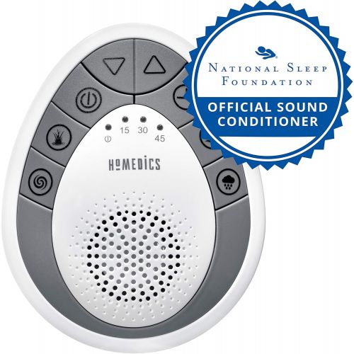  White Noise Sound Machine | Portable Sleep Therapy for Home, Office, Baby & Travel | 4 Relaxing & Soothing Nature Sounds, Battery Operated, Auto-Off Timer | HoMedics