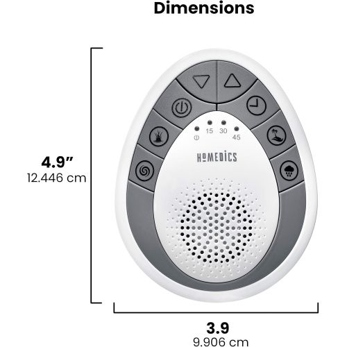  White Noise Sound Machine | Portable Sleep Therapy for Home, Office, Baby & Travel | 4 Relaxing & Soothing Nature Sounds, Battery Operated, Auto-Off Timer | HoMedics