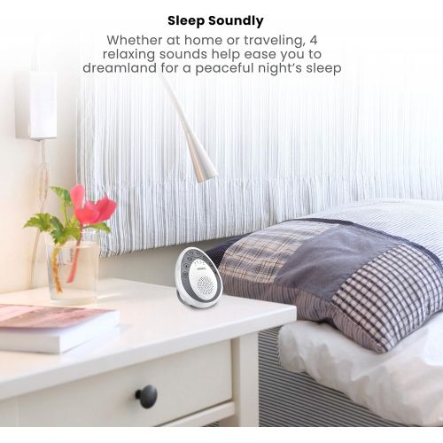  White Noise Sound Machine | Portable Sleep Therapy for Home, Office, Baby & Travel | 4 Relaxing & Soothing Nature Sounds, Battery Operated, Auto-Off Timer | HoMedics