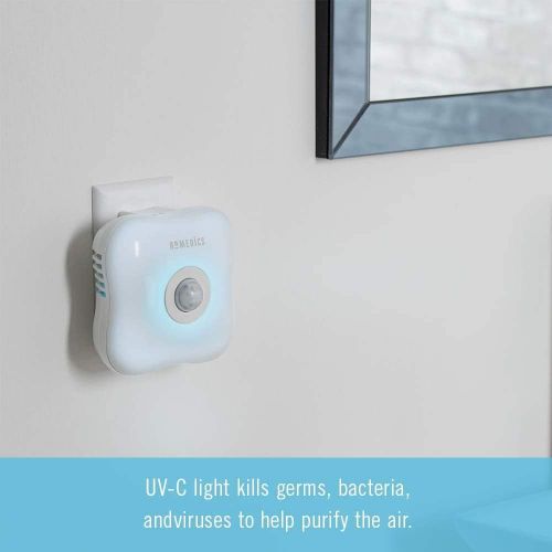  Homedics TotalClean UV-C Light Plug-in Air Sanitizer for Bathrooms, Bedrooms, Small Spaces, Photocatalyst Ionizer Reduces Odors, Bacteria and Virus, Auto-On Motion and Night-Light