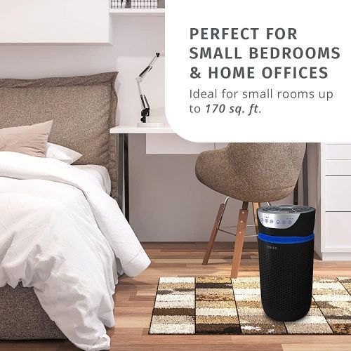  Homedics TotalClean Tower Air Purifier for Viruses, Bacteria, Allergens, Dust, Germs, HEPA Filter, UV-C Technology, 5-in-1 Purifying, Ionizer, Carbon Odor Filter for Small Rooms, H