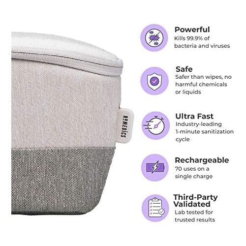  Visit the Homedics Store HoMedics UV Clean Phone Sanitizer Bag, Portable Fast Germ Sterilizer & UVC Light Disinfectant for Cell Phone, Makeup Tools, Credit Cards, Keys, Glasses, Kills up to 99.9% of Bacter