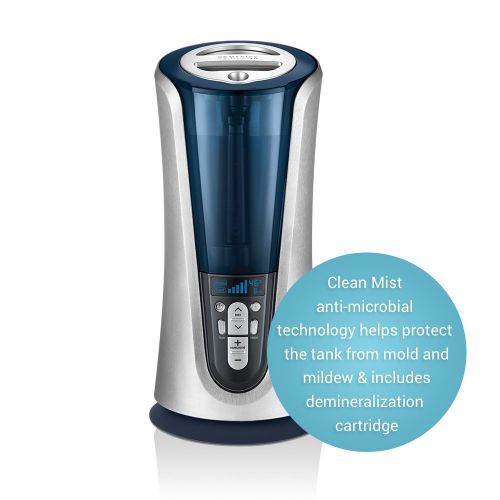  Homedics Cool & Warm Mist Tower Ultrasonic Humidifier | 1.5 Gallon Tank, 65 Hour Runtime, LCD Display, Humidity Sensor | Clean Tank Technology, BONUS DEMINERALIZATION CARTRIDGE | HoMedics