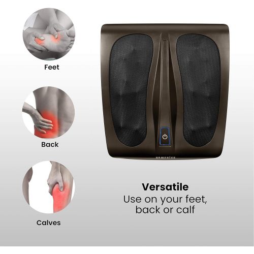  Homedics HoMedics, Triple Action Shiatsu Foot Massager with Heat | Deep-Kneading Rotating Heads & Soothing Heat | Large Design, Breathable Fabric & Toe Controls