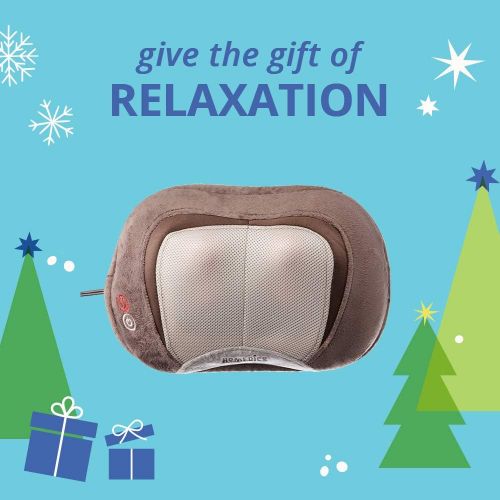  Homedics HoMedics, 3D Shiatsu & Vibration Massage Pillow with Heat | Heated Vibrating Massage Pad, Soft Fabric | Versatile Use For Neck, Back & Shoulders | Includes 6ft, 120v Cord | Compact