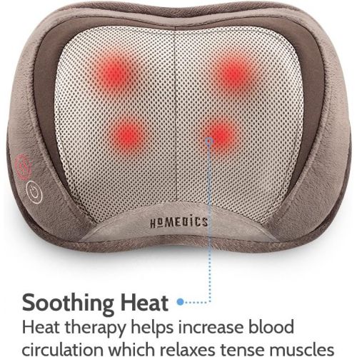  Homedics HoMedics, 3D Shiatsu & Vibration Massage Pillow with Heat | Heated Vibrating Massage Pad, Soft Fabric | Versatile Use For Neck, Back & Shoulders | Includes 6ft, 120v Cord | Compact