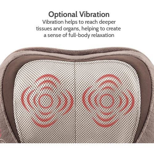  Homedics HoMedics, 3D Shiatsu & Vibration Massage Pillow with Heat | Heated Vibrating Massage Pad, Soft Fabric | Versatile Use For Neck, Back & Shoulders | Includes 6ft, 120v Cord | Compact