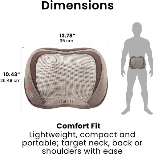  Homedics HoMedics, 3D Shiatsu & Vibration Massage Pillow with Heat | Heated Vibrating Massage Pad, Soft Fabric | Versatile Use For Neck, Back & Shoulders | Includes 6ft, 120v Cord | Compact