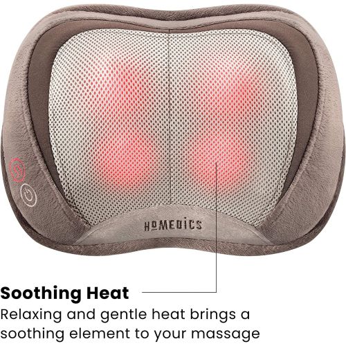  Homedics HoMedics, 3D Shiatsu & Vibration Massage Pillow with Heat | Heated Vibrating Massage Pad, Soft Fabric | Versatile Use For Neck, Back & Shoulders | Includes 6ft, 120v Cord | Compact