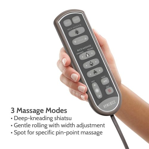  Homedics HoMedics, Shiatsu Elite Pro Massage Cushion With Heat | Full Back Kneading Shiatsu or Rolling Massage | Optional Heat & Height Adjustment | Programmed Controller & Integrated Strap