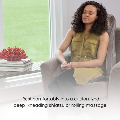  Homedics HoMedics, Shiatsu Elite Pro Massage Cushion With Heat | Full Back Kneading Shiatsu or Rolling Massage | Optional Heat & Height Adjustment | Programmed Controller & Integrated Strap