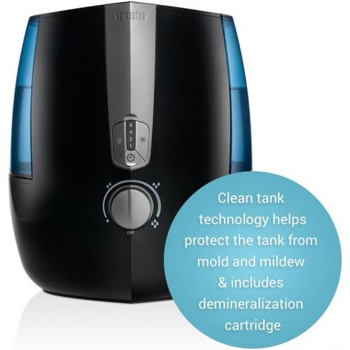  Homedics TotalComfort Humidifier Plus |Warm & Cool Misting Technology, 1.4 Gallon Tank, 65 Hour Runtime, Nightlight | Clean Tank Technology, BONUS DEMINERALIZATION CARTRIDGE, Portable | HoM