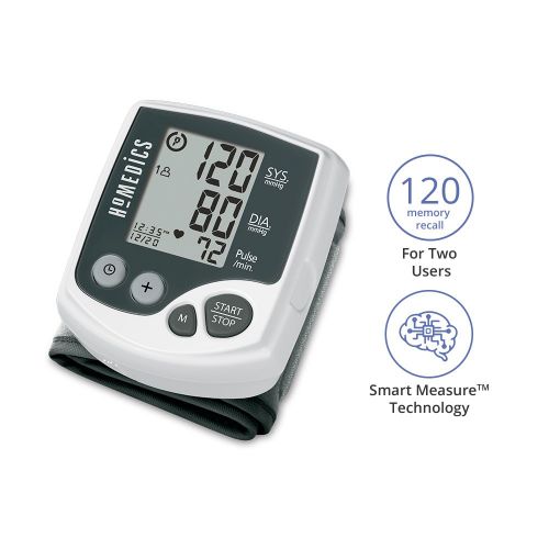  Homedics HoMedics Automatic Wrist Blood Pressure Monitor | 2 Users, 120 Stored Readings, Memory Average Function | Fast Accurate Readings, BONUS Protective Case Included