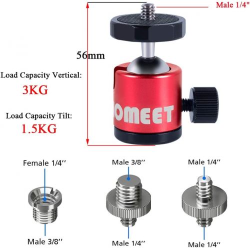  Homeet Super Klemme Fahrrad Halterungen fuer Actionkamera Lenker Halterung Metall Klammer mit 1/4”-3/8” Mutter Gewinde Mini Kamera Kugelkopf, ROT