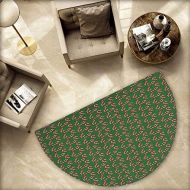 Homehot Christmas Half Round Door mats Sweet Candy Canes and Lollipops Classical Pattern for Holiday Xmas Festive Bathroom Mat H 70.8 xD 106.3 Green Red White