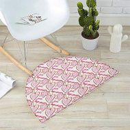 Homehot Candy Cane Half Round Door mats Watercolor Style Gingerbread Cookies with Festive Sweets Christmas Bathroom Mat H 39.3 xD 59 Pale Pink Brown Pink