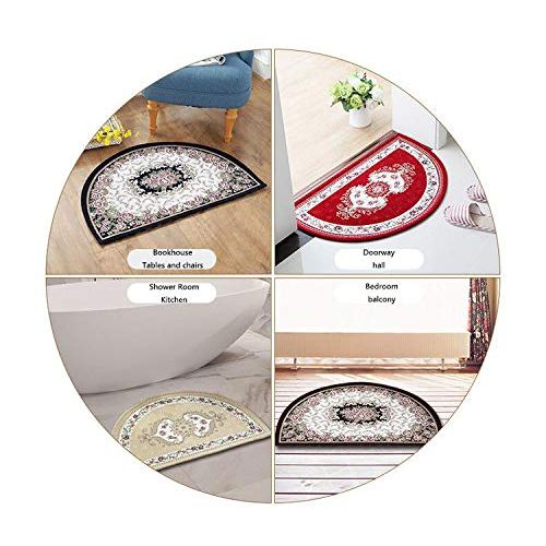  Homehot Candy Cane Half Round Door mats Watercolor Style Gingerbread Cookies with Festive Sweets Christmas Bathroom Mat H 39.3 xD 59 Pale Pink Brown Pink