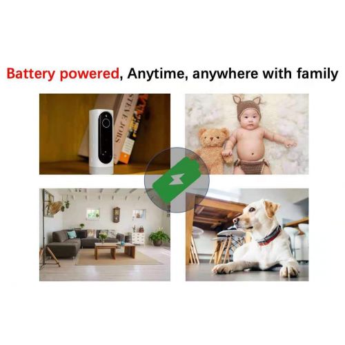  Homeiot Battery Powered Security Camera, Wireless and Wire-Free, Home Security Camera with Night Vision & PIR Alarm for BabyPet Monitor