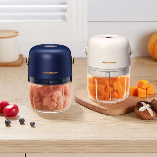  Homeleader Mini Food Chopper Electric Food Processor Baby Food Maker Cordless Portable Onion Chopper with Handle 250ml Capacity Stainless Steel Blades for Pepper Garlic Chili Nuts