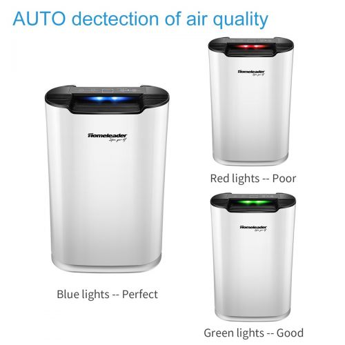  Homeleader 3-In-1 Air Purifier with True HEPA Filter, Effective Removal Dust, Pet Dander, Smoke, Mold Spores and Household Odors, 3 Speeds Adjustment, 300 sq. ft for Large Room