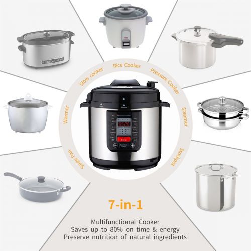  Homeleader 6 Quart 7-in-1 Multi-Use Programmable Pressure Cooker, Pressuer Cooker,Slow Cooker,Rice Cooker, Steamer, Saute, Soup Maker and Warmer