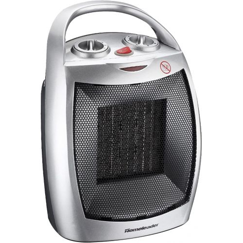  Homeleader Portable Space Heater, Electric Heater with Thermostat, Ceramic Small Heater with Carrying Handle and Tip Over Switch for Home and Office, 750W/1500W