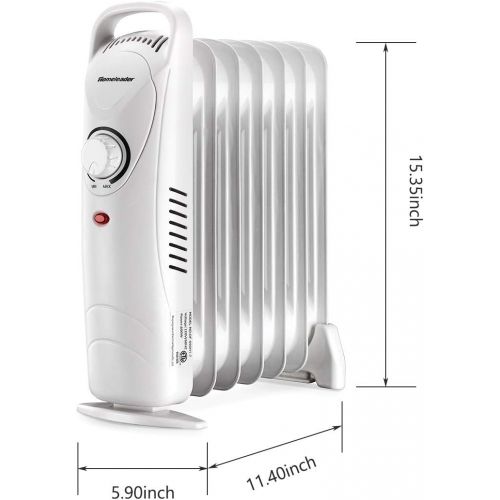  Homeleader Mini Oil Filled Heater, Adjustable Temperature Compact and Slim Portable Space Heater, Electric Personal Heater, Portable Overheating Protection Heater, for Home and Off